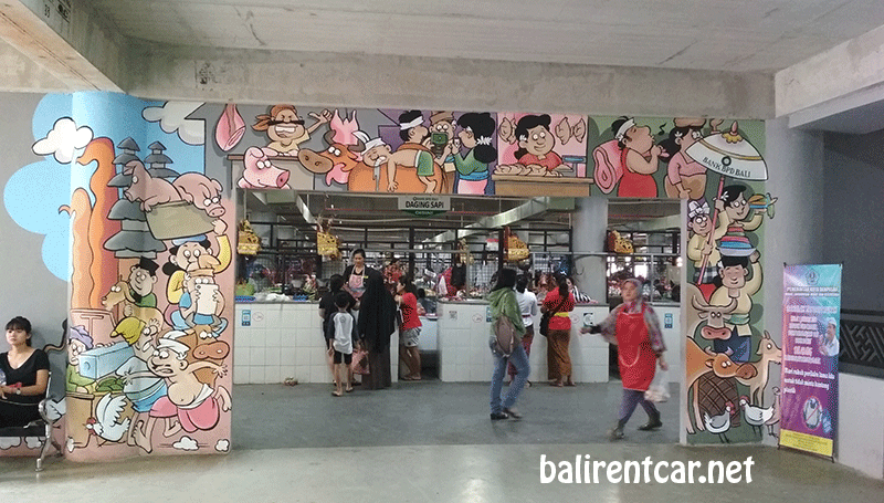 bali wall painting in badung traditional market